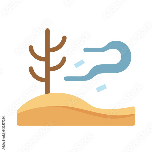 Desert climate wind icon with plant vector illustration