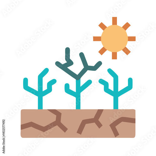 Desert landscape with cacti and sun graphic illustration