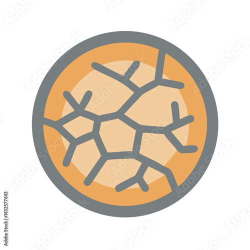 Cracked Earth Circle Icon Illustrating Drought and Dryness