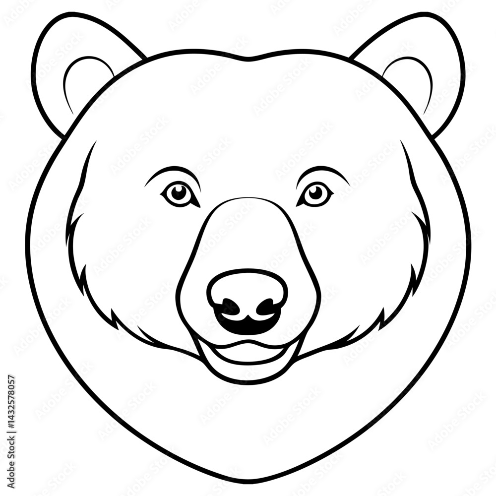 Bear Face Line Art Illustration . Cute Animal Portrait Bear Face Line Art Illustration . Cute Animal Portrait