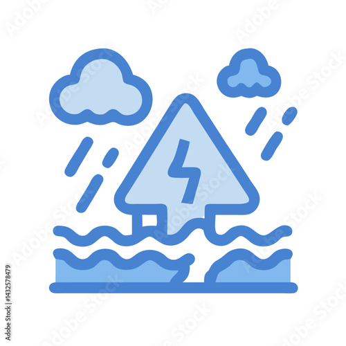 Vector illustration of thunderstorm and flood disaster danger