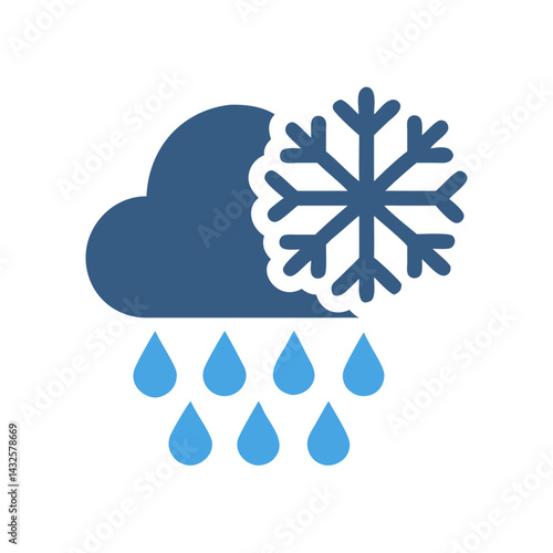 Rain, snow, weather forecast icon on black background