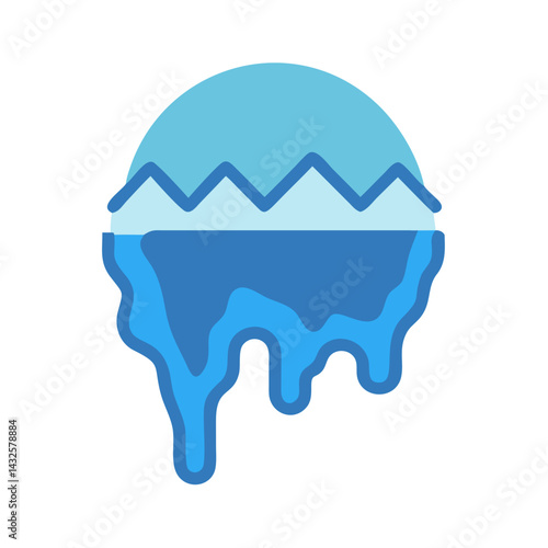 Melting iceberg illustration, global warming, and climate change concept