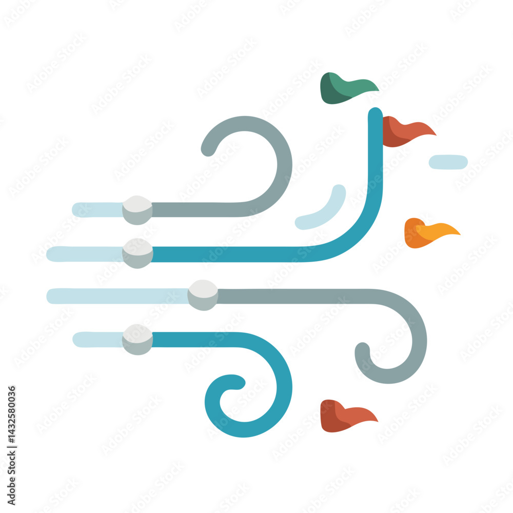 Fototapeta premium Abstract windy weather icon or climate sign