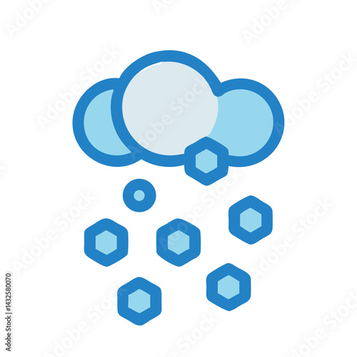Blue cloud snowing hail icon on black background