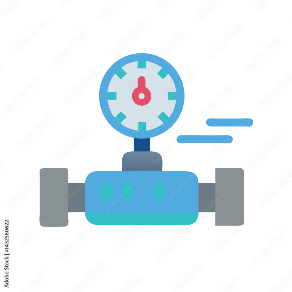 Colorful illustration of a pipe valve with gauge Colorful illustration of a pipe valve with gauge
