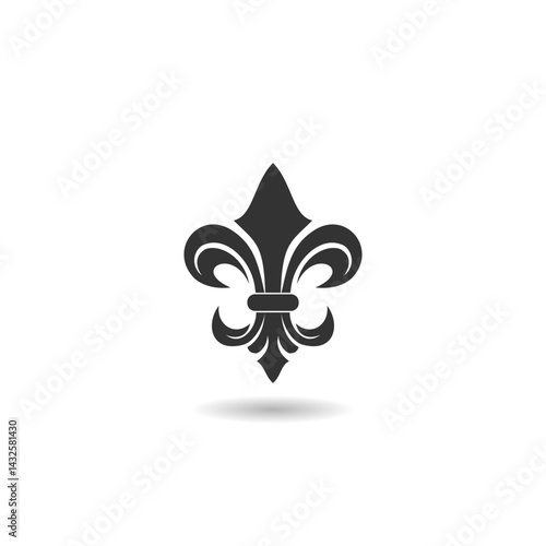 Fleur de lis symbol icon with shadow