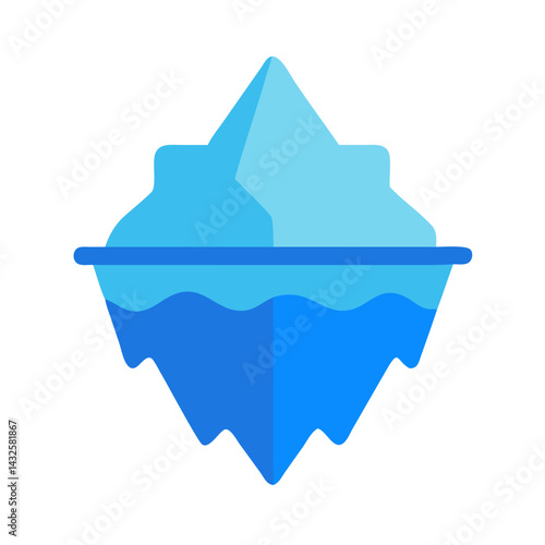 Simplified Iceberg Illustration on Black Background, Climate Change