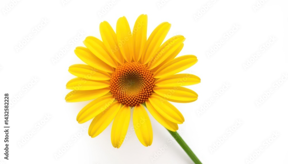 Fototapeta premium Single yellow flower against white background
