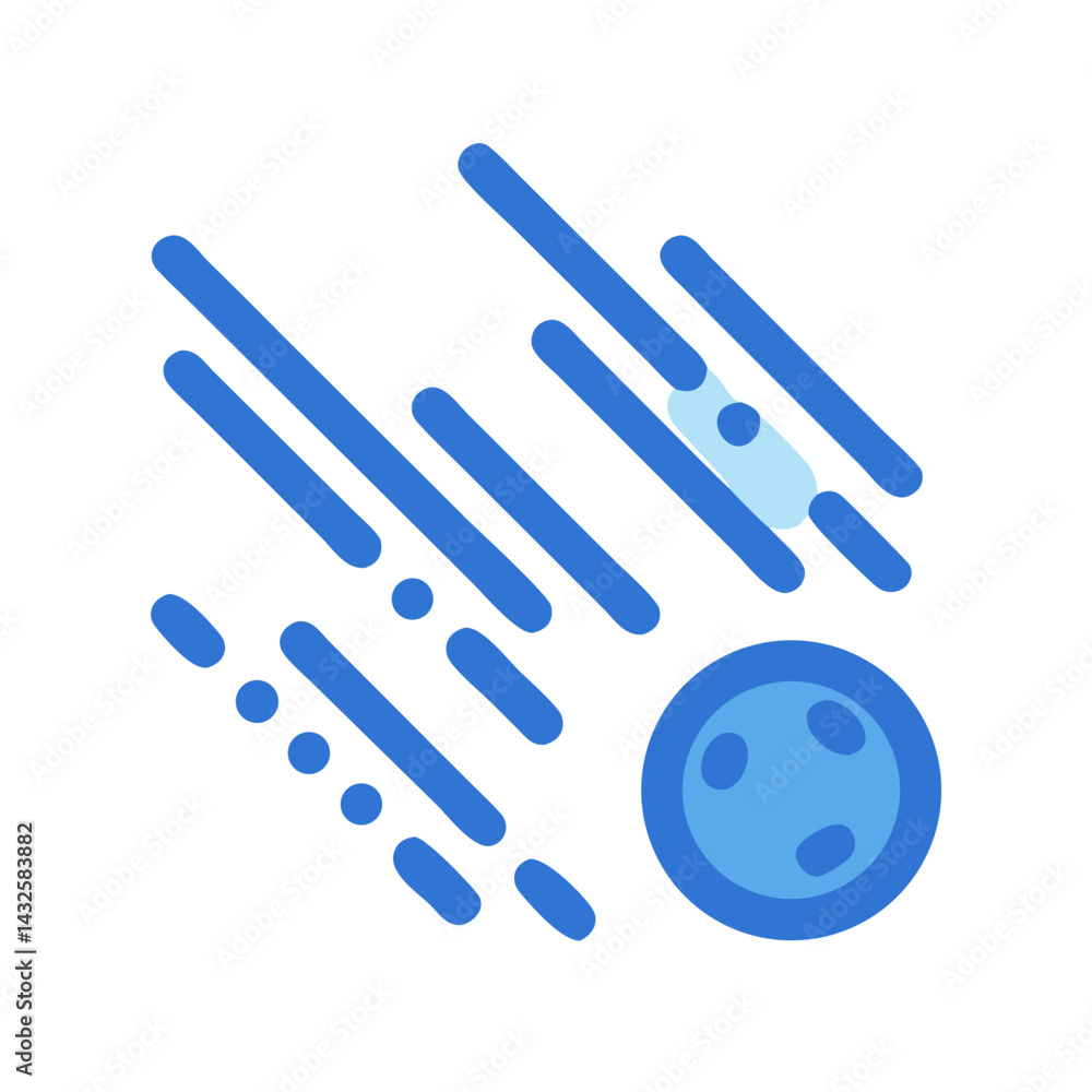 Obraz premium Blue comet with tail illustration on black background