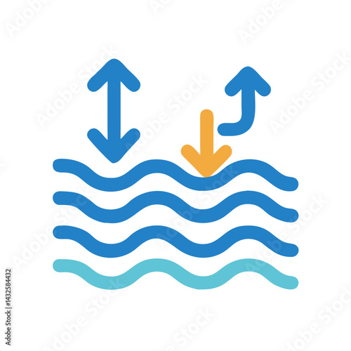 Ocean Waves Graphic with Inflow and Outflow Arrows