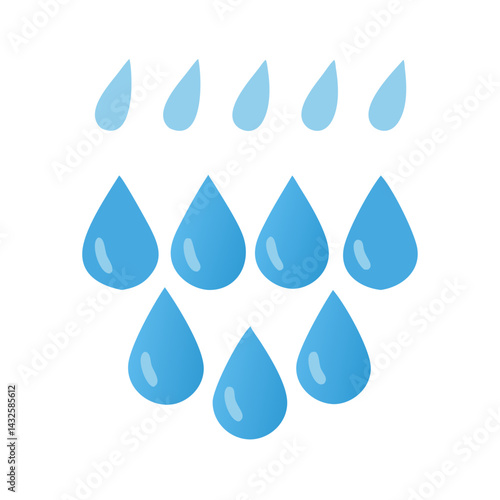 Blue raindrop illustration against black backdrop with water drops