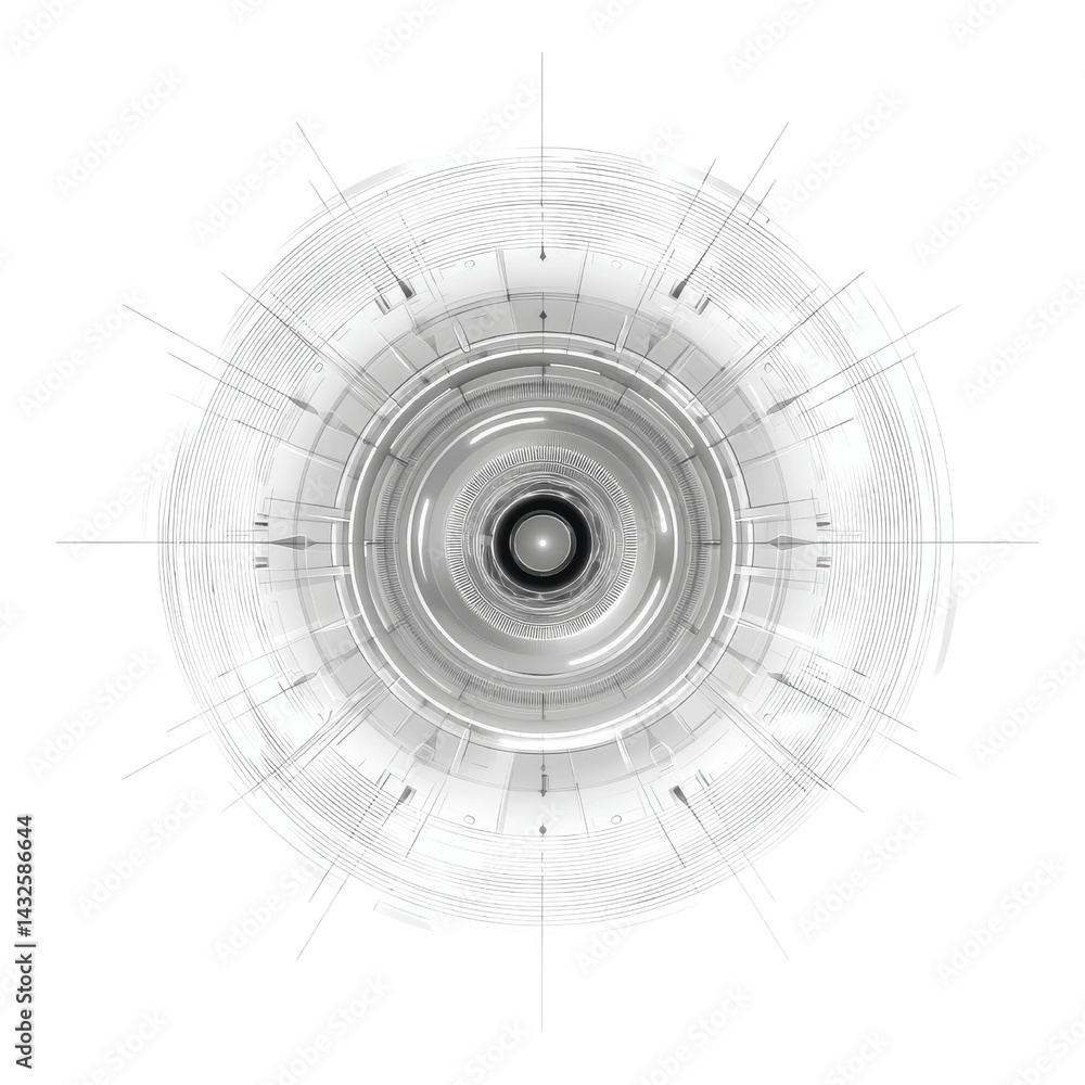 Abstract Circular Technology Design Futuristic White and Grey Concentric Circles Abstract Circular Technology Design Futuristic White and Grey Concentric Circles