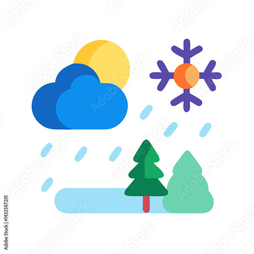 Rain, Snow, Sun Winter Weather Icon Graphic Illustration