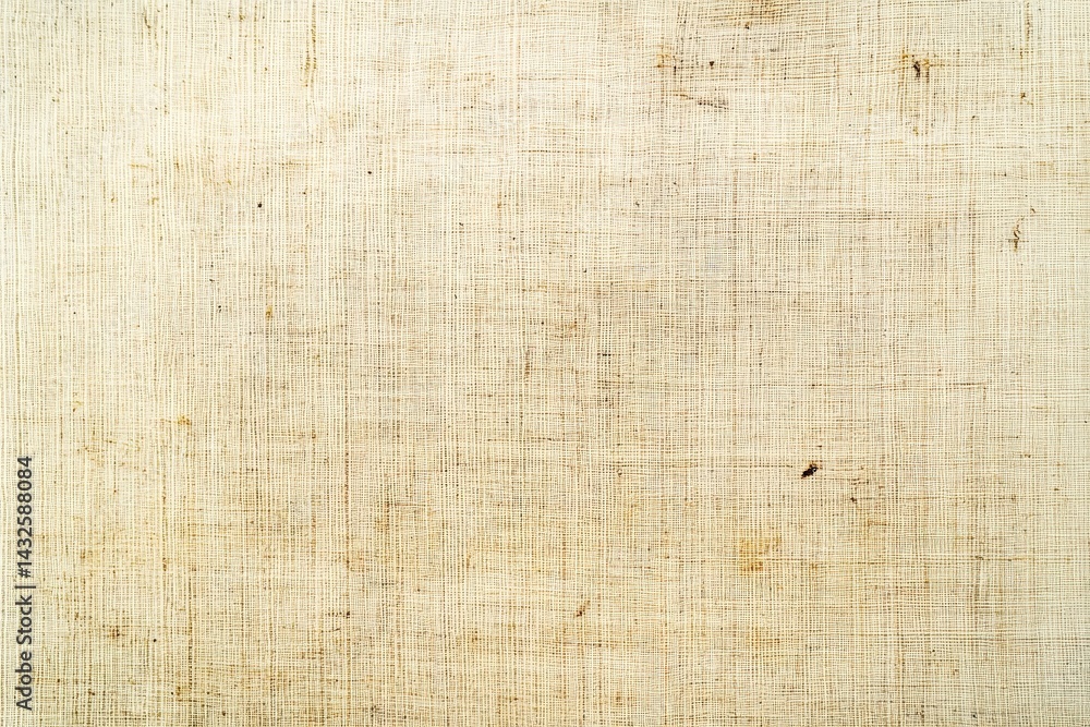 Fototapeta premium Aged, textured surface of a light beige fabric.