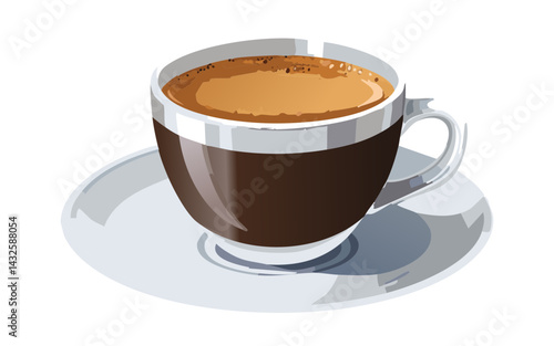 Cup of Cappuccino Coffee - Vector Illustration