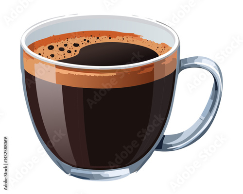 Hot Coffee Americano - Vector Illustration