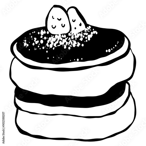 Hand drawn japanese pancake sketch illustration with artistic and natural design elements