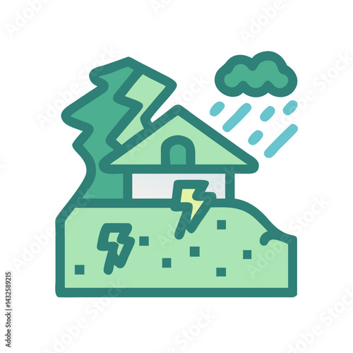 Weather disasters strike a house on a hill
