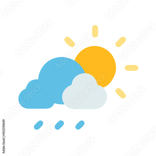 Partly Sunny and Rainy Weather Icon Illustration Design
