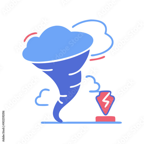 Whimsical Tornado Illustration with Lightning Power Source