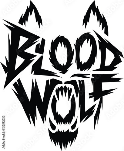 Stylized blood wolf face with sharp teeth vector illustration t shirt design vector images