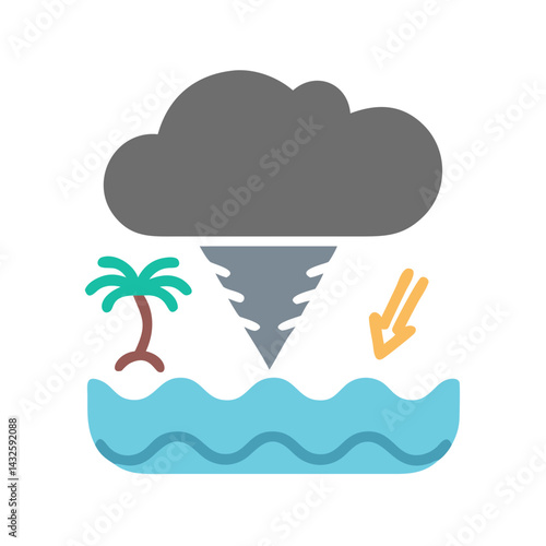 Coastal Waterspout Icon: A Depiction of Extreme Weather