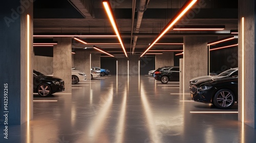 Modern underground parking garage with sleek design (1)