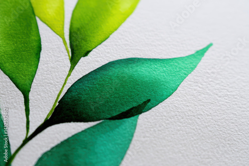 Watercolor Overlapping Green Leaves