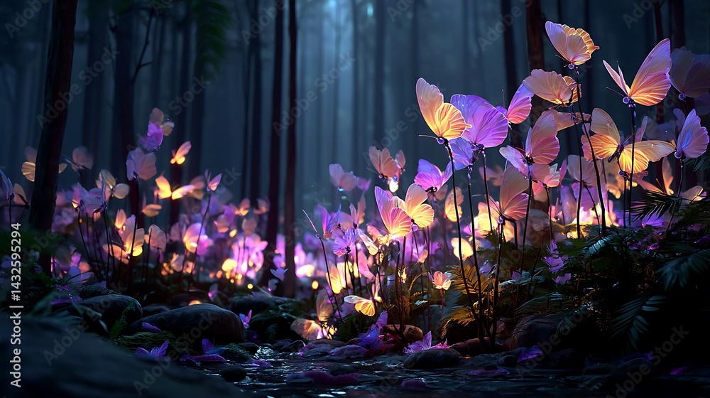 Fototapeta premium Magical Forest Butterflies (1)