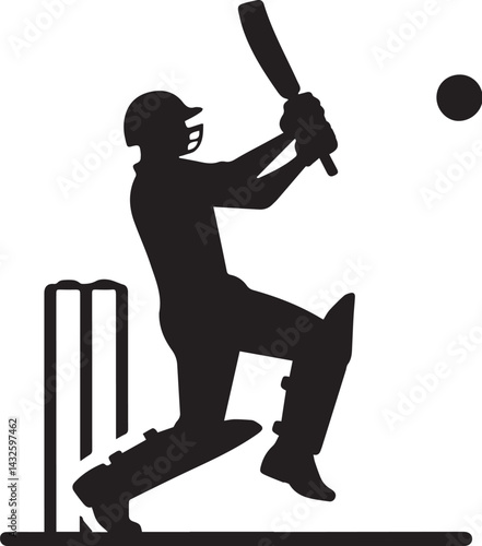 cricket player batting silhouette