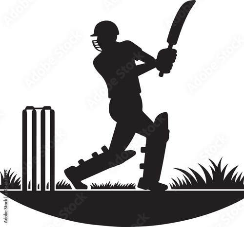 cricket player batting silhouette