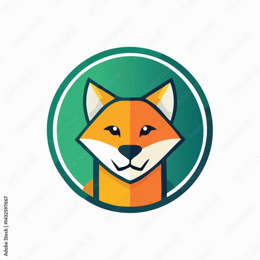 Fototapeta premium Friendly Orange and White Fox Head Cartoon Vector.