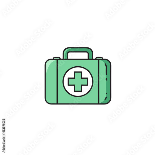 Medicine Concept Icon: Green First Aid Kit  