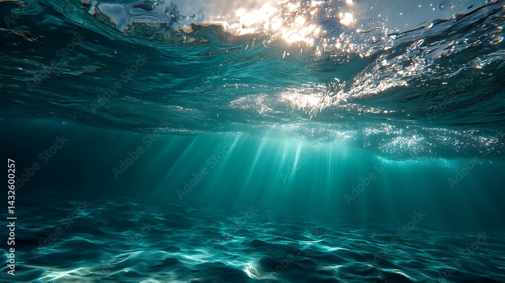 Obraz premium Sunlight streaming through the clear blue ocean water