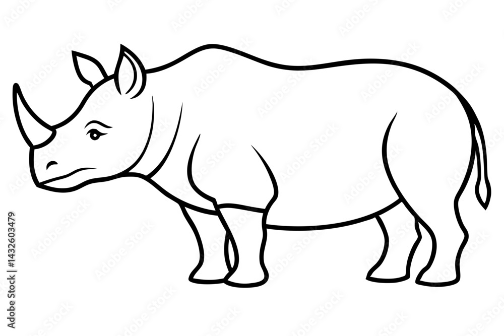 Naklejka premium Elegant Rhino Line Art