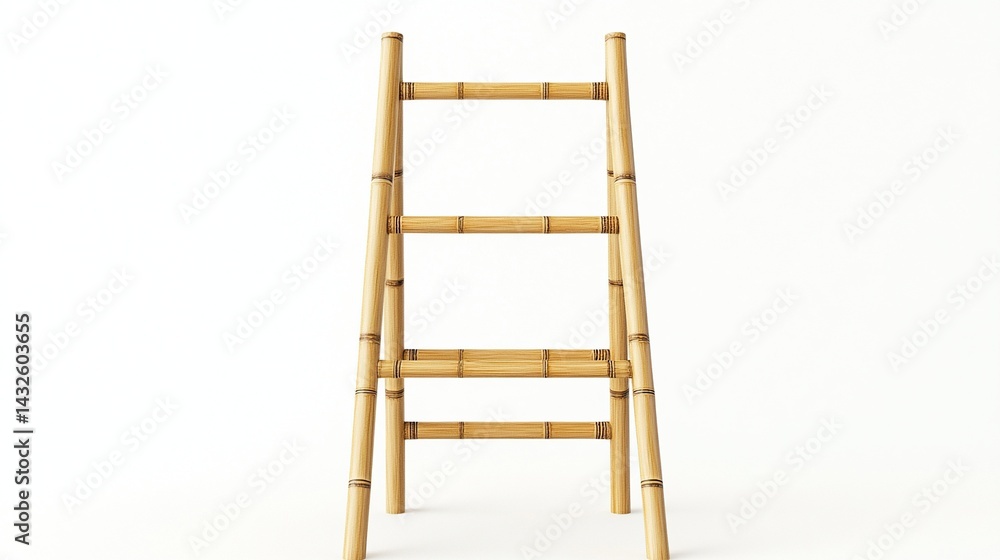 Bamboo ladder shelf, three shelves, isolated. Bamboo ladder shelf, three shelves, isolated.