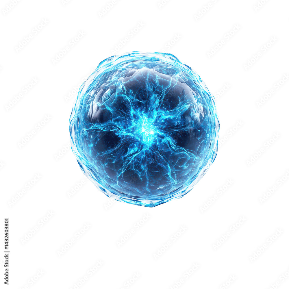 Abstract Blue Energy Orb Glowing Plasma Sphere Abstract Blue Energy Orb Glowing Plasma Sphere