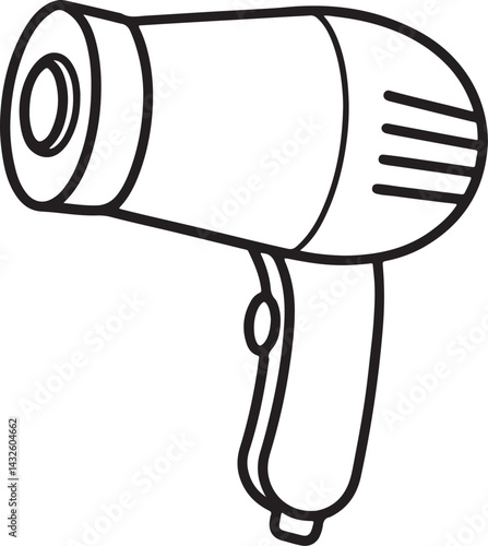 hairdryer line art, black outline, vector and illustration, coloring book page line art drawing