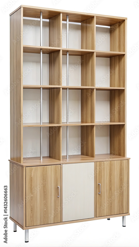 Tall bookcase with adjustable shelves and cabinet doors for storage solutions Tall bookcase with adjustable shelves and cabinet doors for storage solutions
