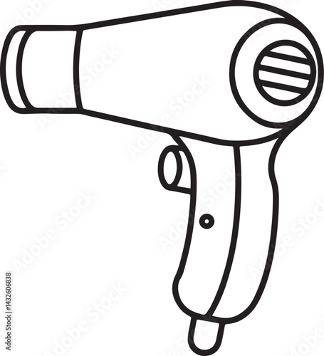 hairdryer line art, black outline, vector and illustration, coloring book page line art drawing