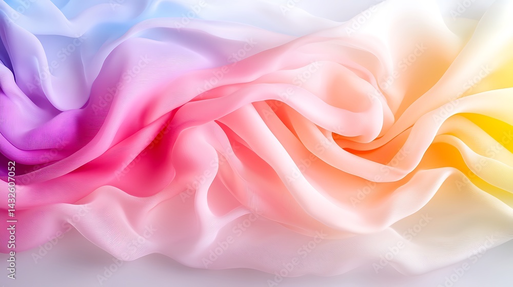 Obraz premium Abstract Colorful Fabric Draped in Pastel Rainbow Gradient