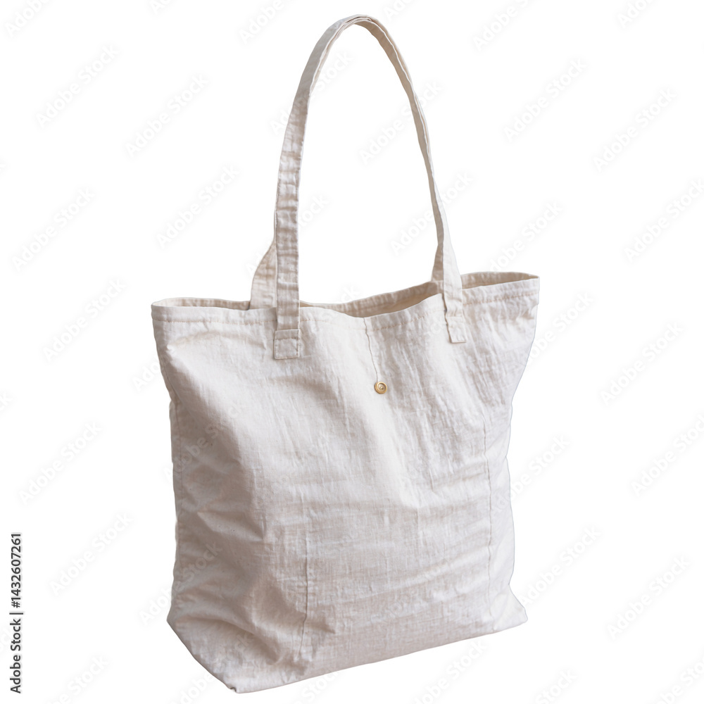 White linen tote with hand stitched side seams clothing display transparent background isolated png stock White linen tote with hand stitched side seams clothing display transparent background isolated png stock