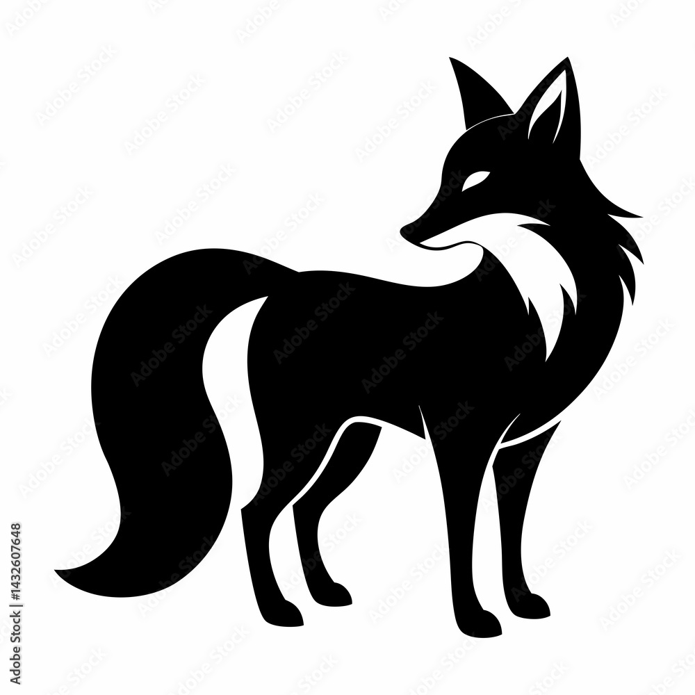Black Fox Silhouette Vector Black Fox Silhouette Vector