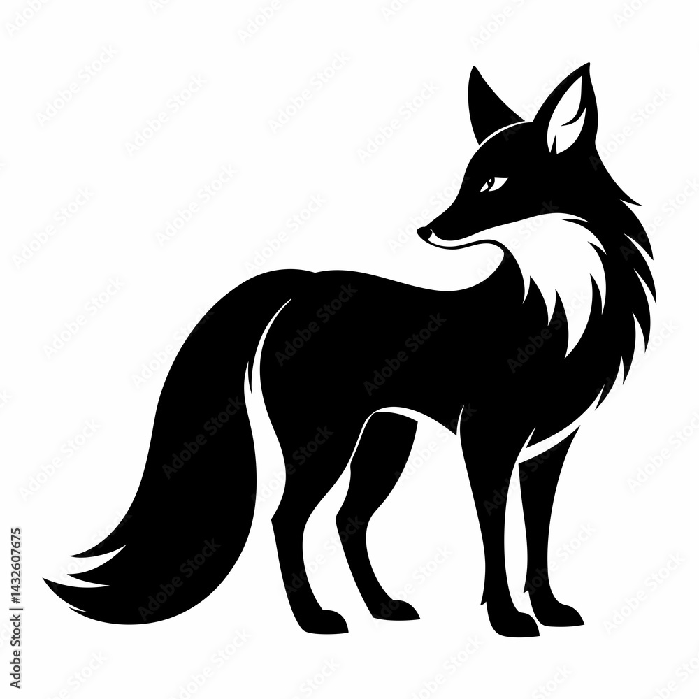 Black Fox Silhouette Vector Black Fox Silhouette Vector