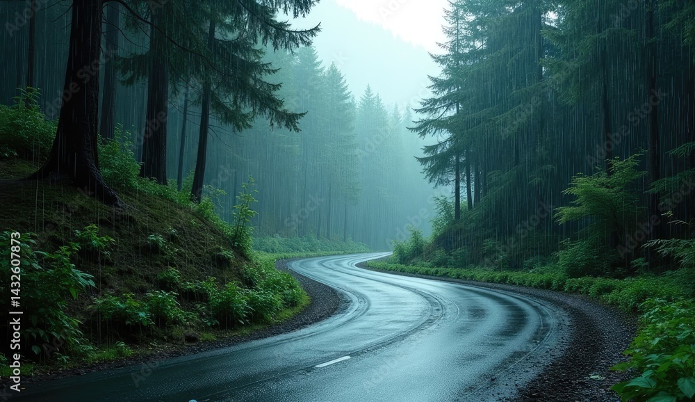 Obraz premium road through the forest