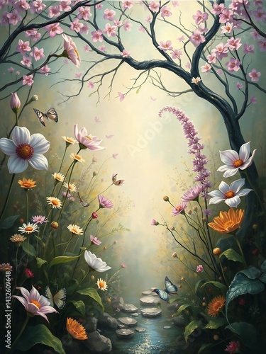 Serene Floral Landscape Bathed in Gentle Light