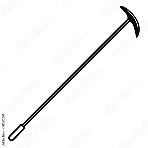 Vector silhouette of a crowbar with a curved end and a long handle