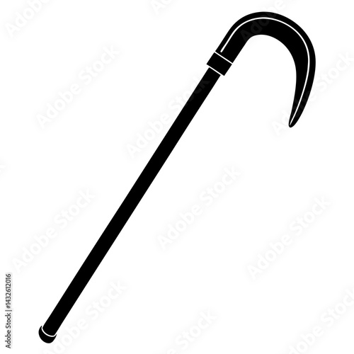 Vector silhouette of a crowbar with a curved end and a long handle
