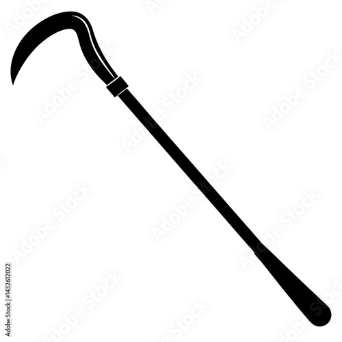 Vector silhouette of a crowbar with a curved end and a long handle